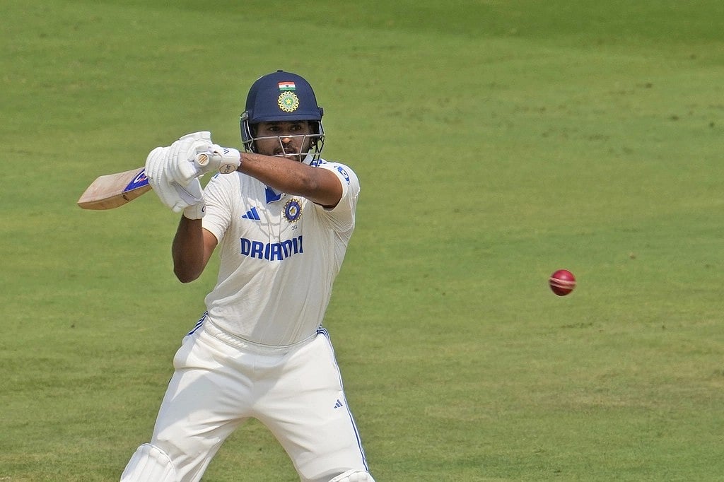 India's Shreyas Iyer on the first day of the second Test match against England, in Visakhapatnam. - Photo: AP/Manish Swarup