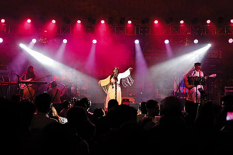 A scene from the performance of The Tapi Project, a fusion band