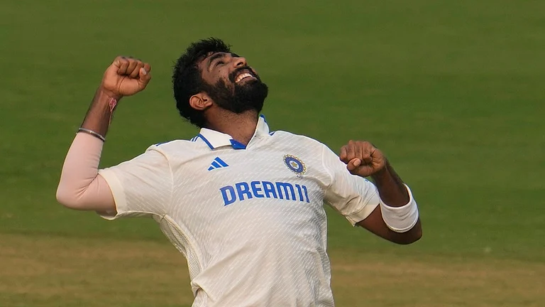 Number 1 ICC Test Ranking, Indian Pacer, Jasprit Bumrah celebrating his fifth wicket during the second test match between India and England, in Visakhapatnam, India, Saturday, Feb. 3, 2024. - (AP Photo/Manish Swarup)