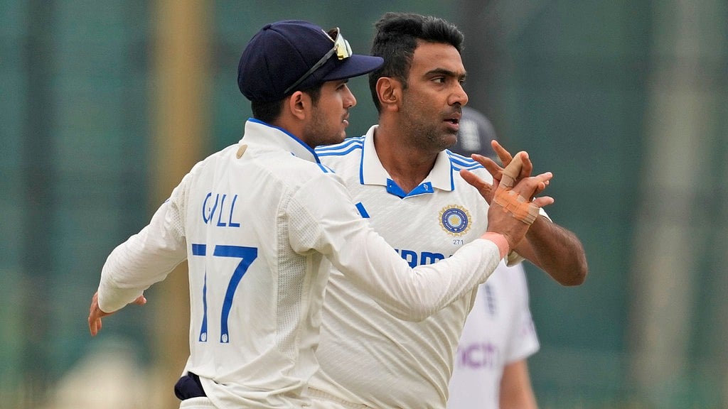 R Ashwin (Right) celebrates a wicket in Ranchi against England. - AP/Ajit Solanki
