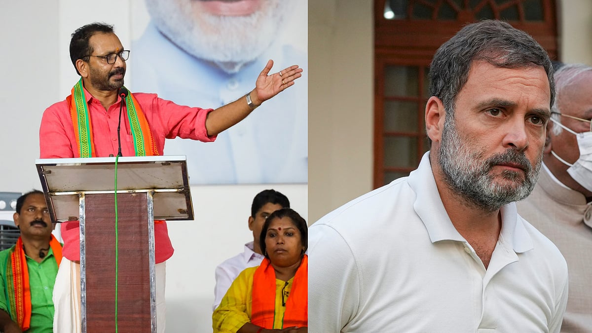 X/ @surendranbjp and PTI : BJP Kerala president K Surendran and Congress leader Rahul Gandhi