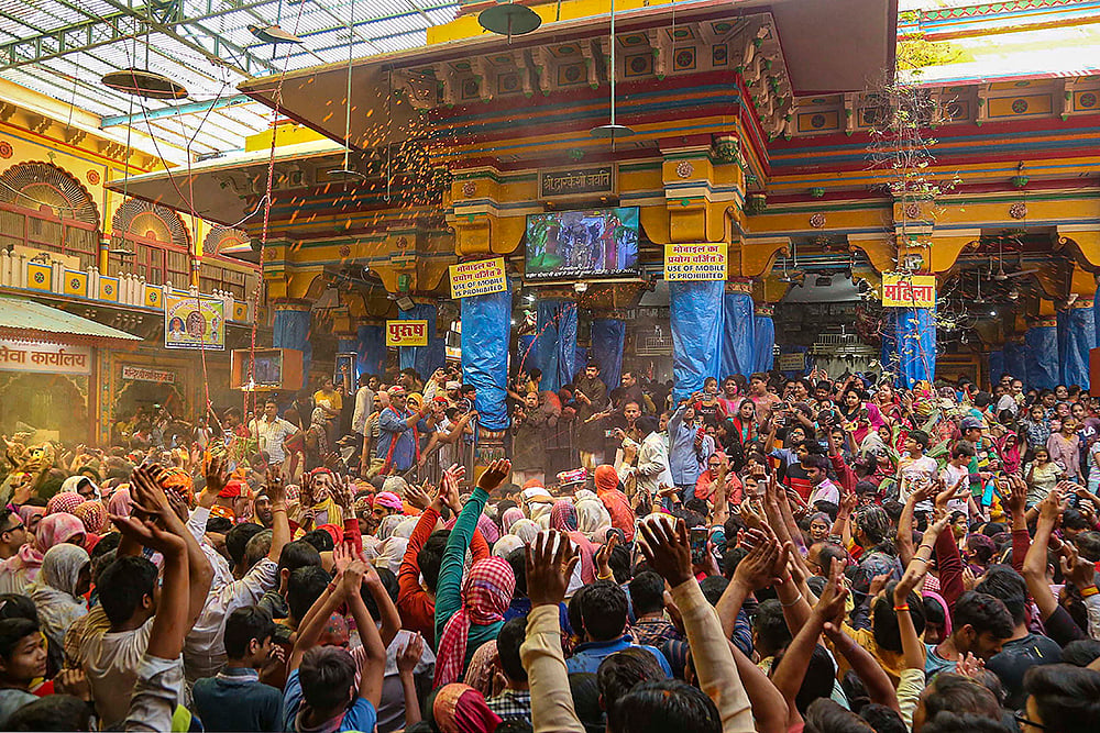 | Photo: PTI : Holi celebration in Mathura
