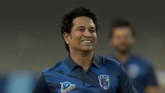 SC - SonySportsNetwork : Sachin Tendulkar during the Indian Street Premier League exhibition match between Master XI and Khiladi XI in Thane. 