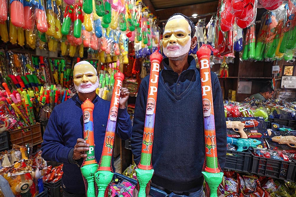 Water guns with BJP symbols