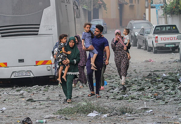 Getty Images : Palestinians displaced in the Gaza Strip because of the Israel's War on Gaza.