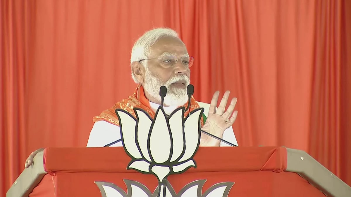 PTI : Prime Minister Narendra Modi during Telangana rally |