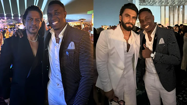 Dwayne Bravo with Shah Rukh Khan and Ranveer Singh - Instagram