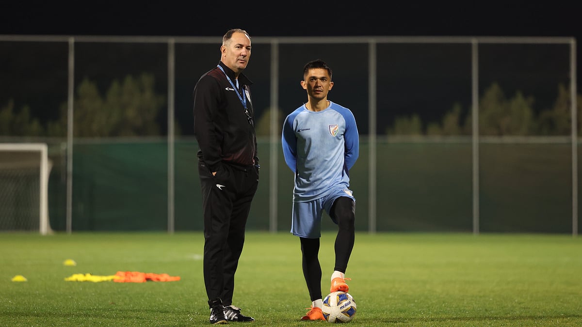 (Photo: X | Igor Stimac) : India National Football team coach Igor Stimac with captain Sunil Chhetri. 