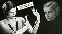 Getty Images : Young woman trying to hold back old age; screen print from a photograph, 1926 (representative image)