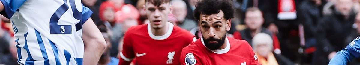 X/@liverpool : Mo Salah takes a shot against Brighton on Sunday