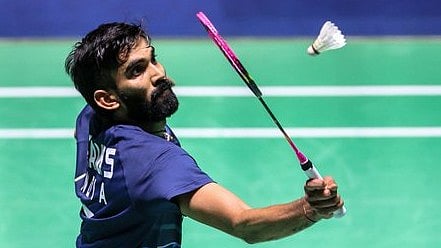 (Photo: X | BAI Media) : Kidambi Srikanth in action at the Swiss Open 2024. 