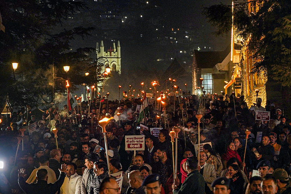 Congress protest in Shimla