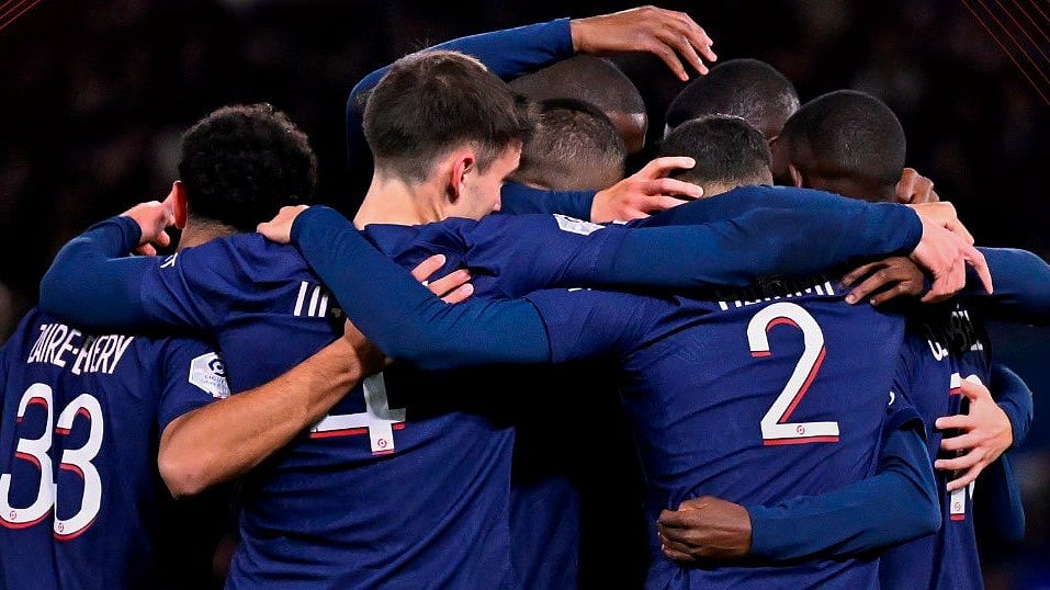 PSG players celebrating - X/@PSG_English