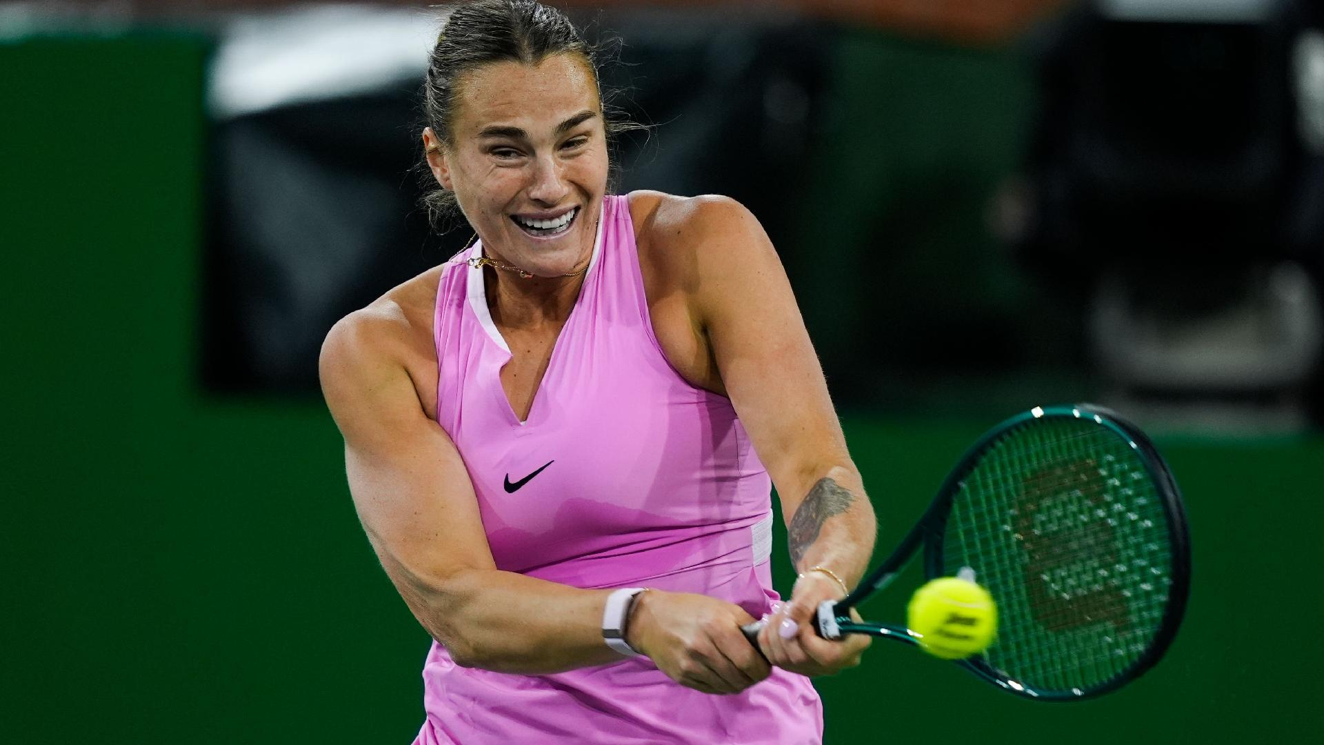 Ryan Sun/AP : Aryna Sabalenka played in Indian Wells 2024.