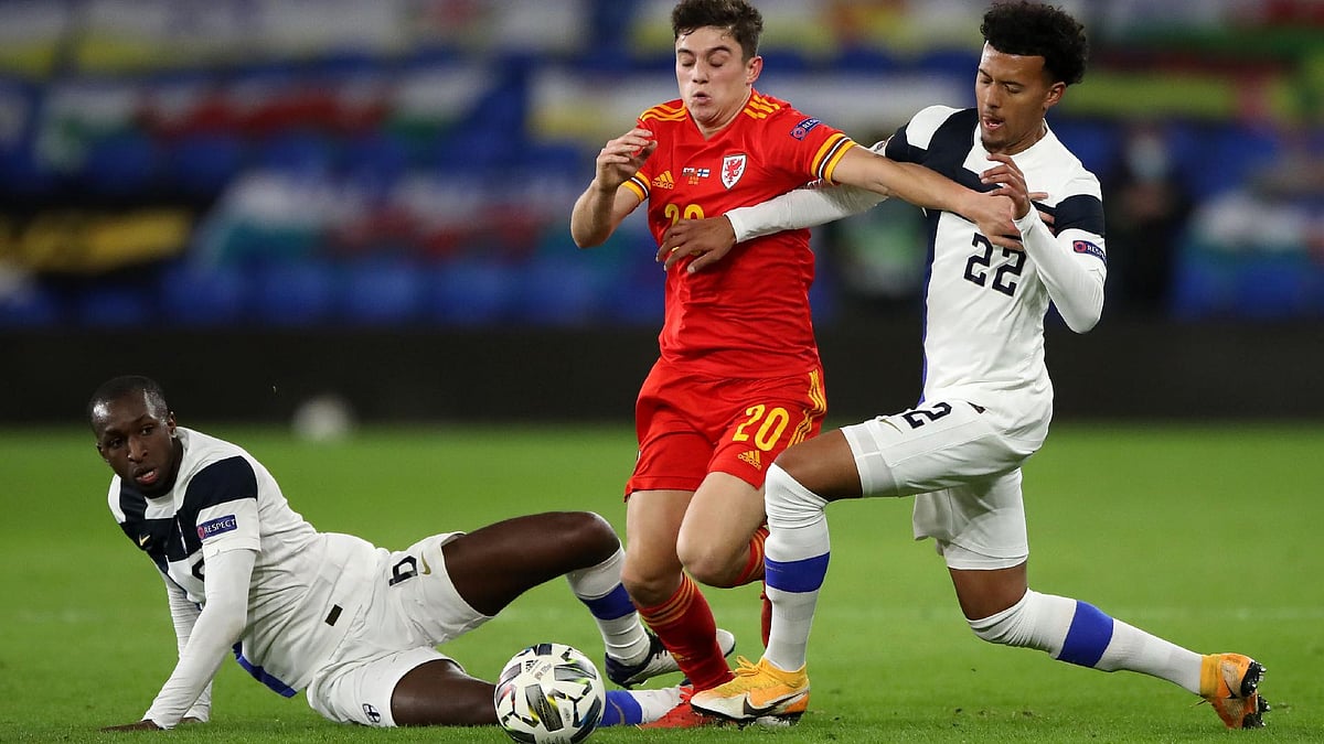 Nick Potts/PA : Daniel James (centre) is set to do battle against Finland again in Wales’ Euro 2024 play-off semi-final.