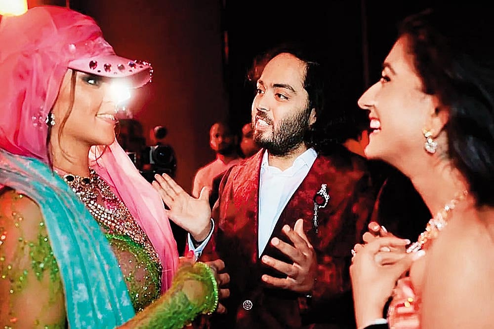 Dancing with the Stars: Pop star Rihanna with Anant Ambani and Radhika at their pre-wedding bash - Photo: Anant Ambani/Instagram