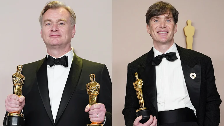 Christopher Nolan and Cillian Murphy at Oscars 2024 - AP