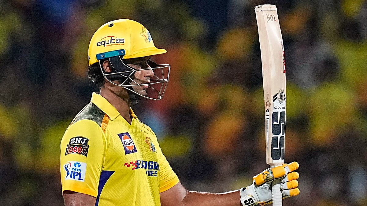 i: Chennai Super Kings' batter Shivam Dube celebrates his half century during the Indian Premier League (IPL) 2024 T20 cricket match between Chennai Super Kings and Gujarat Titans, at MA Chidambaram Stadium in Chennai,. - PTI Photo/R Senthilkumar