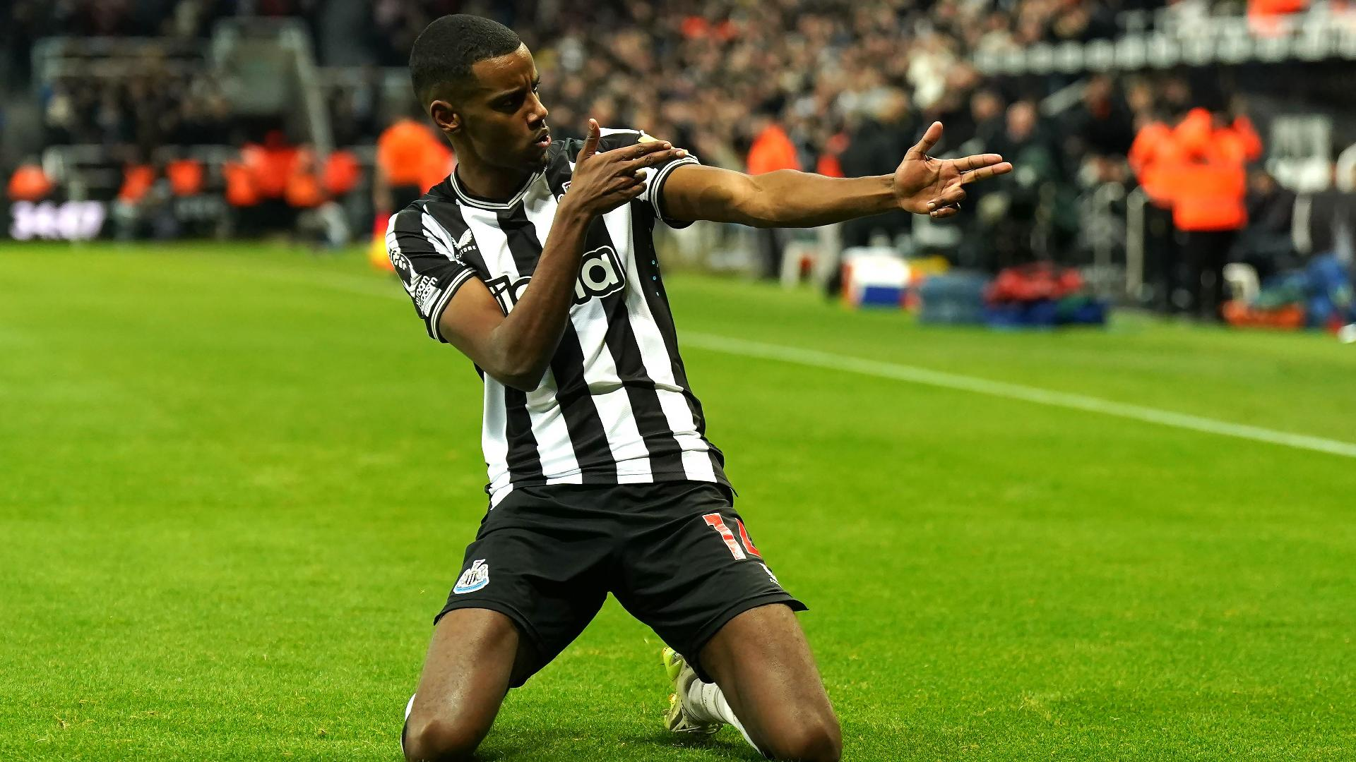 PA : Newcastle United’s Alexander Isak celebrates.