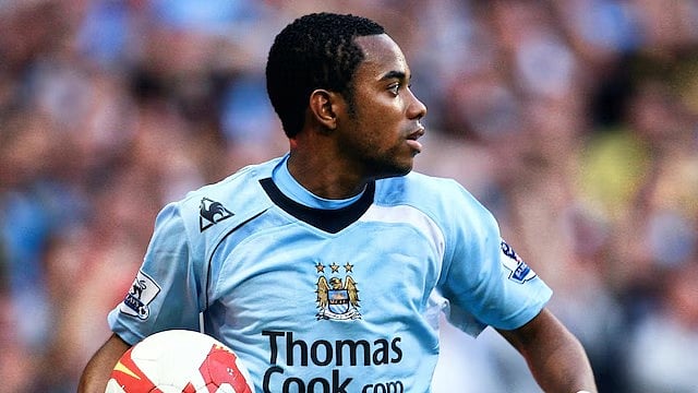 File : Robinho played as a striker for Manchester City for two years.