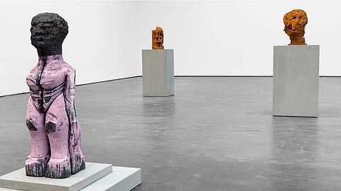 Huma Bhabha art installations.