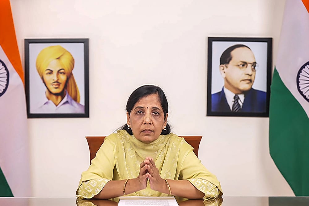 | Photo: PTI : Delhi CM Arvind Kejriwal's wife Sunita Kejriwal.