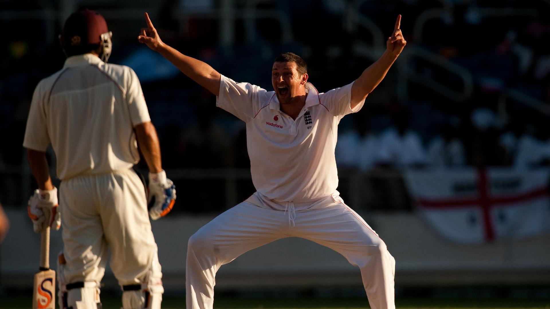 Gareth Copley/PA : England’s Steve Harmison appeals for a wicket at Sabina Park.