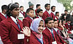 Getty Images : Resham Fatma (white scarf), acid attack victim and National Bravery Bharat Award winner from Uttar Pradesh.