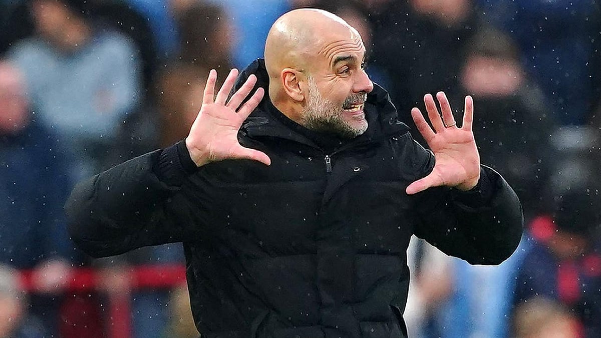 Peter Byrne/PA : Pep Guardiola said his side survived a “tsunami” at Anfield.