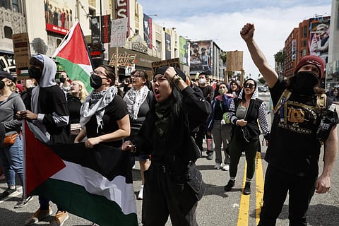 Protesters outside Dolby 