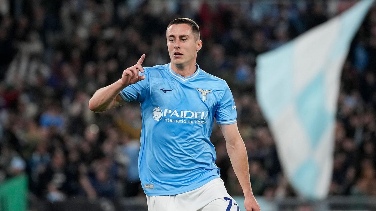 (Andrew Medichini/AP)
 : Lazio’s Adam Marusic celebrates after scoring a late winner.