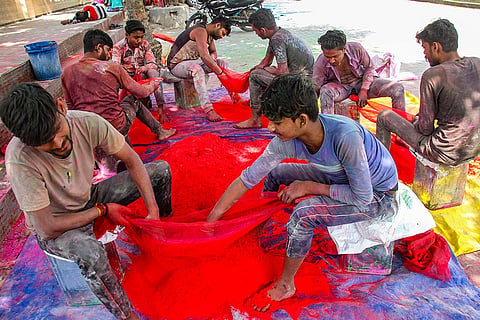 Preparations for Holi in Gurugram
