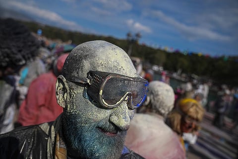 Colorful Flour Fight in Athens