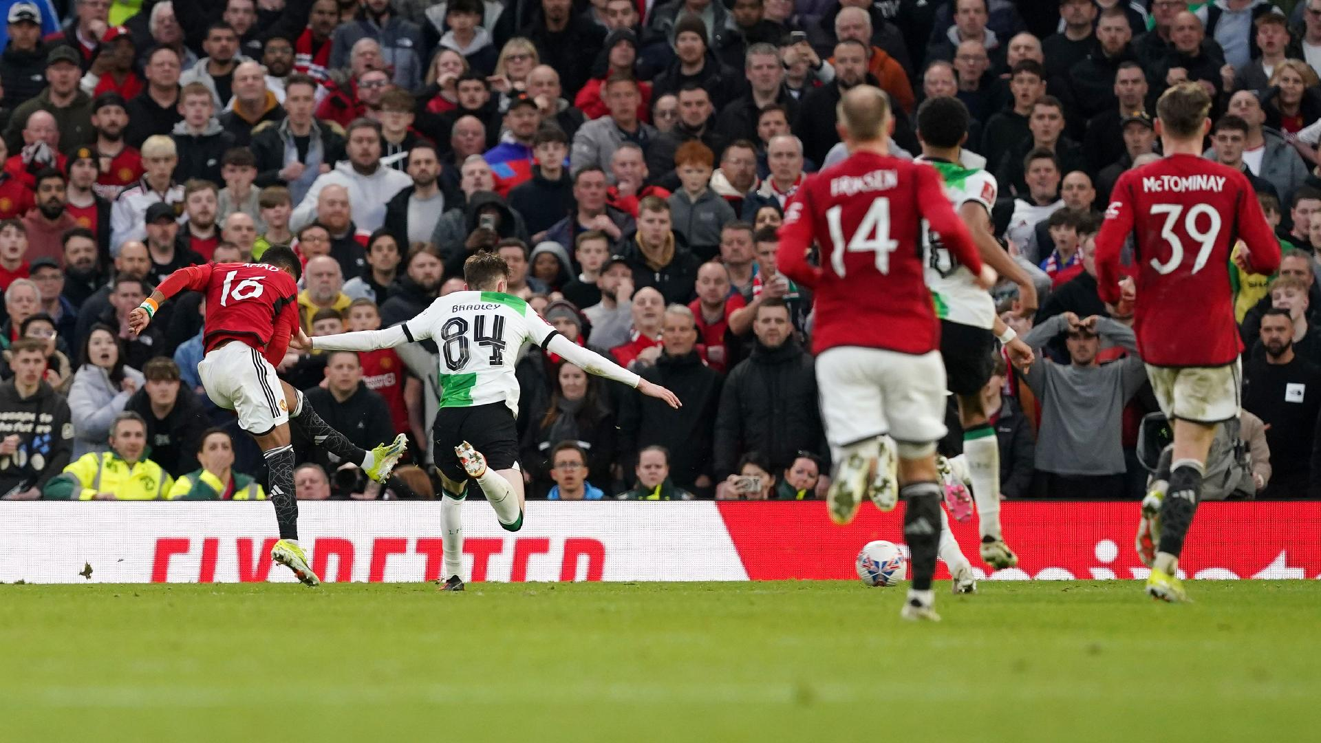 Martin Rickett/PA : Amad Diallo, left, scored a late winner as Manchester United edged an FA Cup epic.