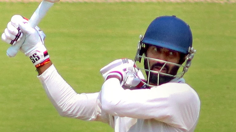 Madhya Pradesh batter Himanshu Mantri in action on Day 2 of their Ranji Trophy 2024 semi-final match against Vidarbha at Vidarbha Cricket Association (VCA) Stadium in Nagpur, March 3, 2024. - PTI
