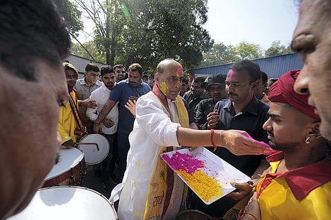 Holi celebrations at Rajnath Singh's residence