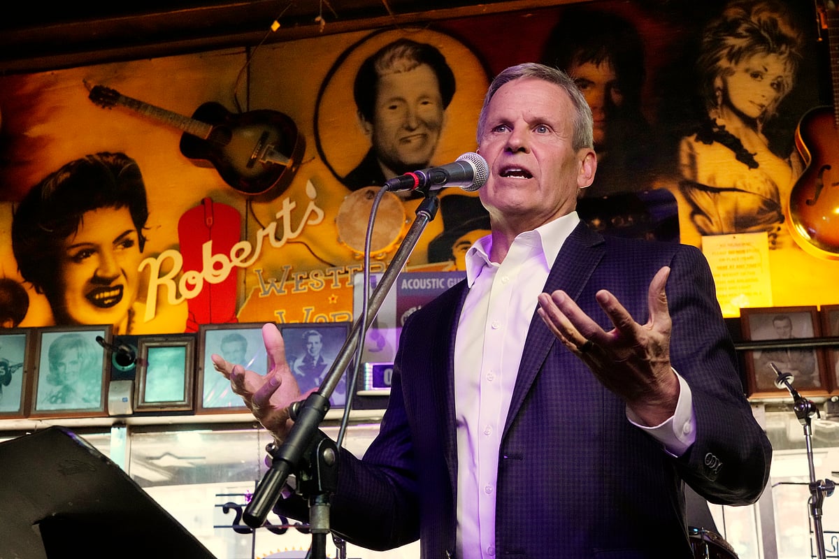 AP : Gov. Bill Lee speaks before signing a bill Thursday, March 21, 2024, in Nashville, Tenn. The legislation is designed to protect songwriters, performers and other music industry professionals against the potential dangers of artificial intelligence. 