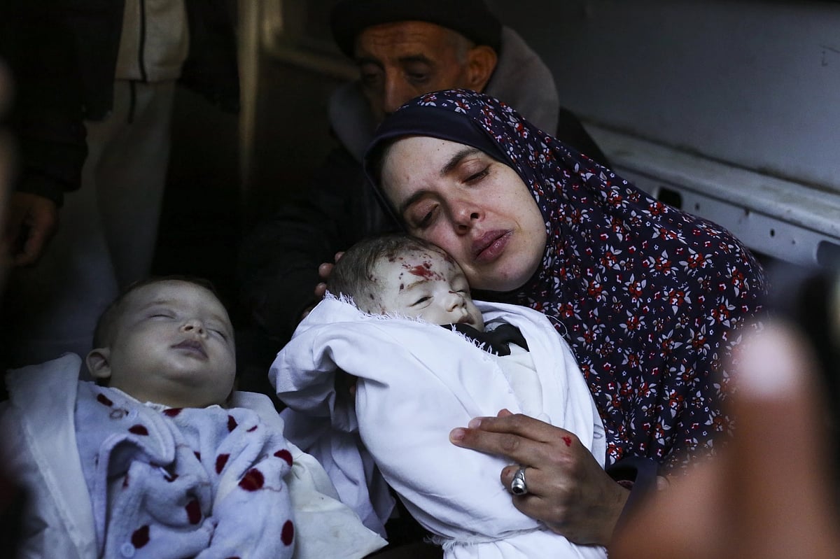 Woman with her twins who were killed by Israeli strike |  - AP