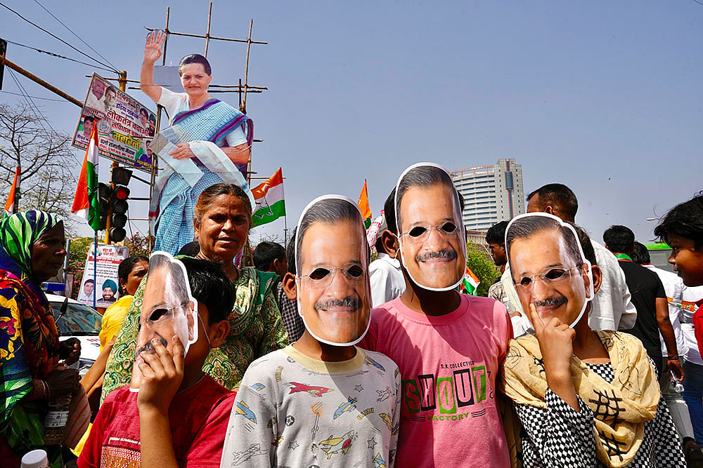 Photo: AP/Manish Swarup : INDIA bloc Loktantra Bachao Rally in Delhi