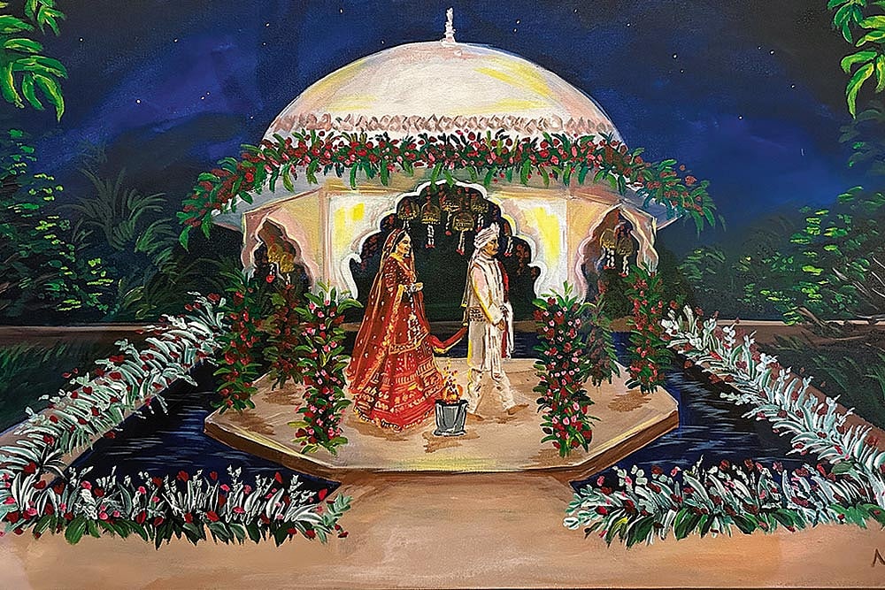 Instragram: @paintmewed : Colour Splash: A painting by Noor, a lawyer-turned live wedding painter  