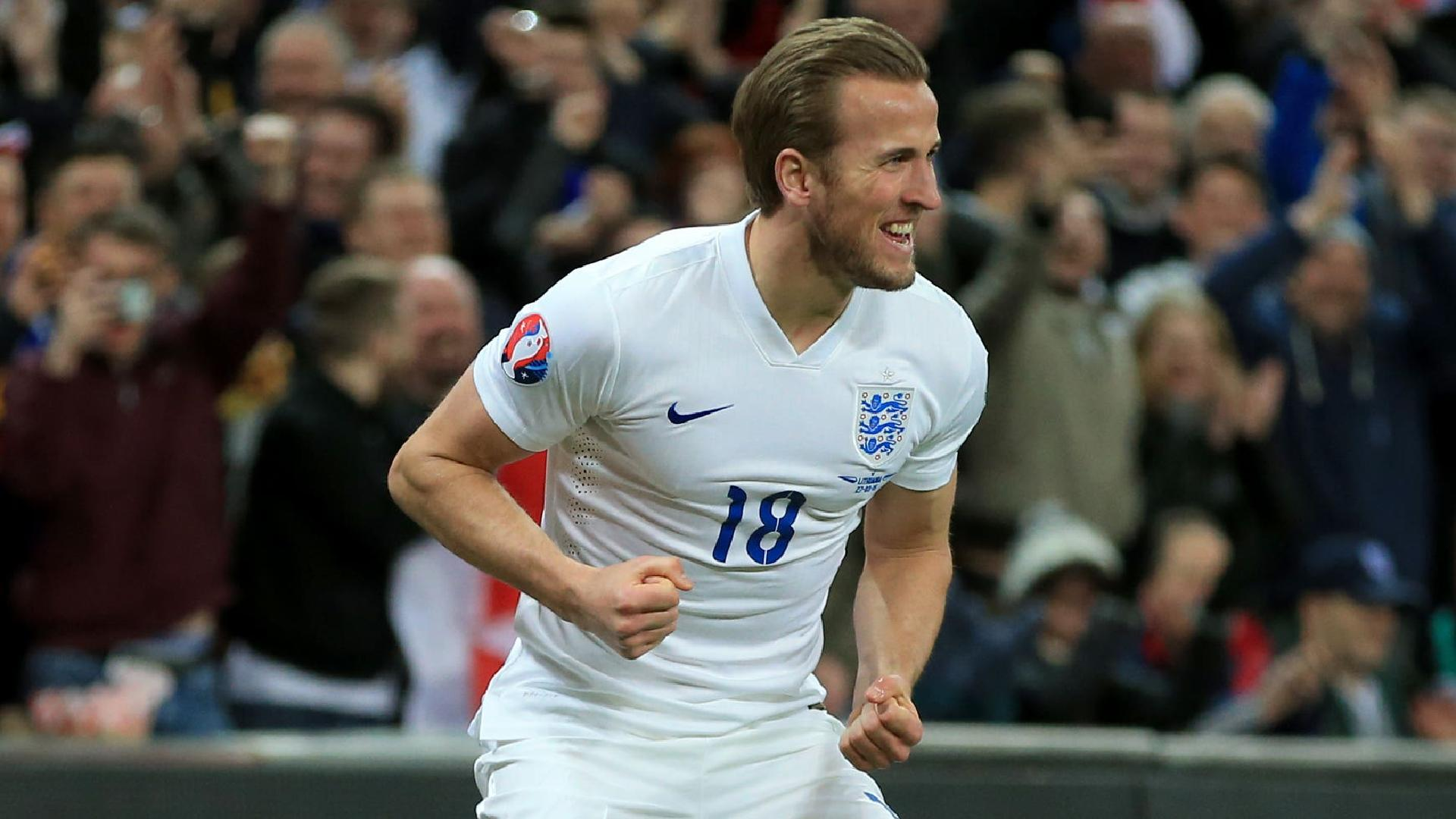 Nick Potts/PA : Harry Kane celebrates his first England goal.