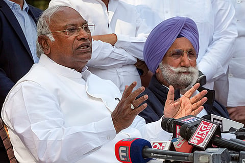 Kharge addresses media