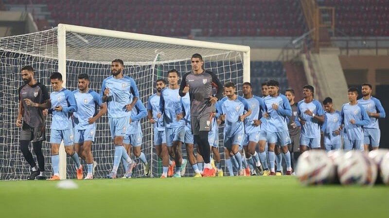 Indian National Football Team in action for the FIFA qualifier against Afghanistan  - AIFF