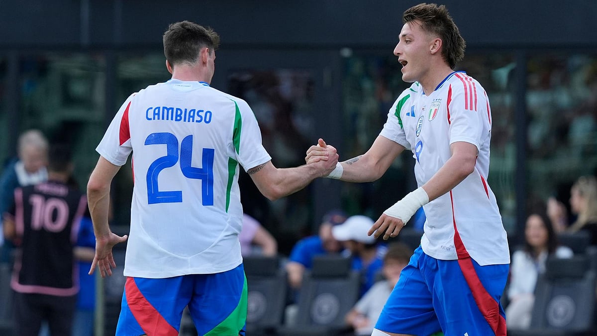 AP : Forward Mateo Retegui (right) scored twice for Italy in the international friendly match against Sweden.