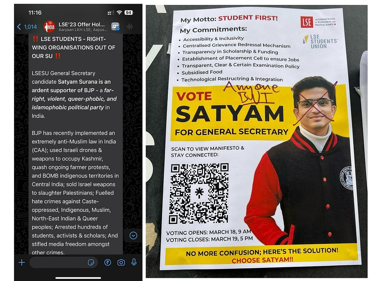 Satyam Surana, an Indian student studying in LSE, said he was subjected to the "hate campaign" Because he supported PM Modi, BJP