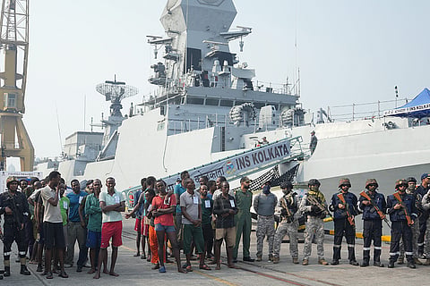 INS Kolkata carrying 35 pirates reaches Mumbai