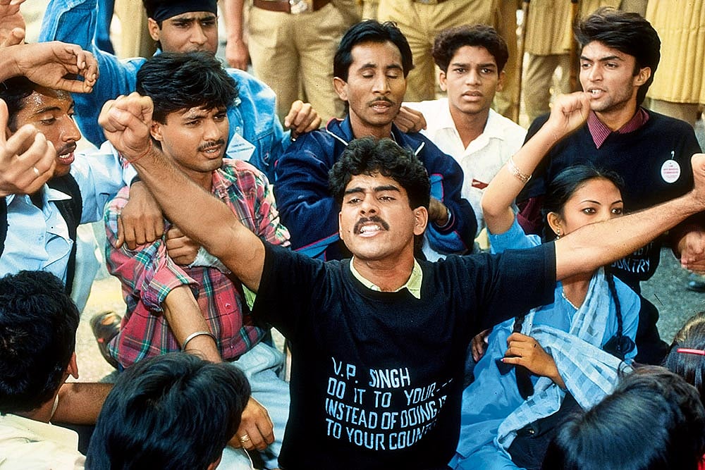 Photo: Getty Images : Back in the Day: Students protesting the Mandal Commission recommendations