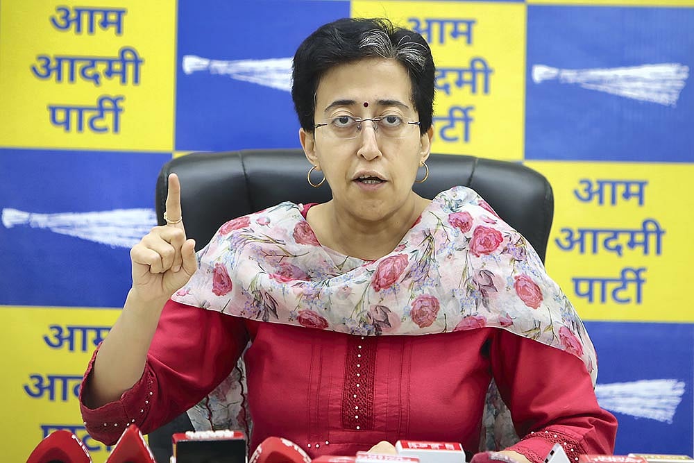 Atishi addresses press conference in Delhi