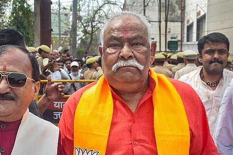 Kunwar Sarvesh Singh arrives to file nomination for LS polls