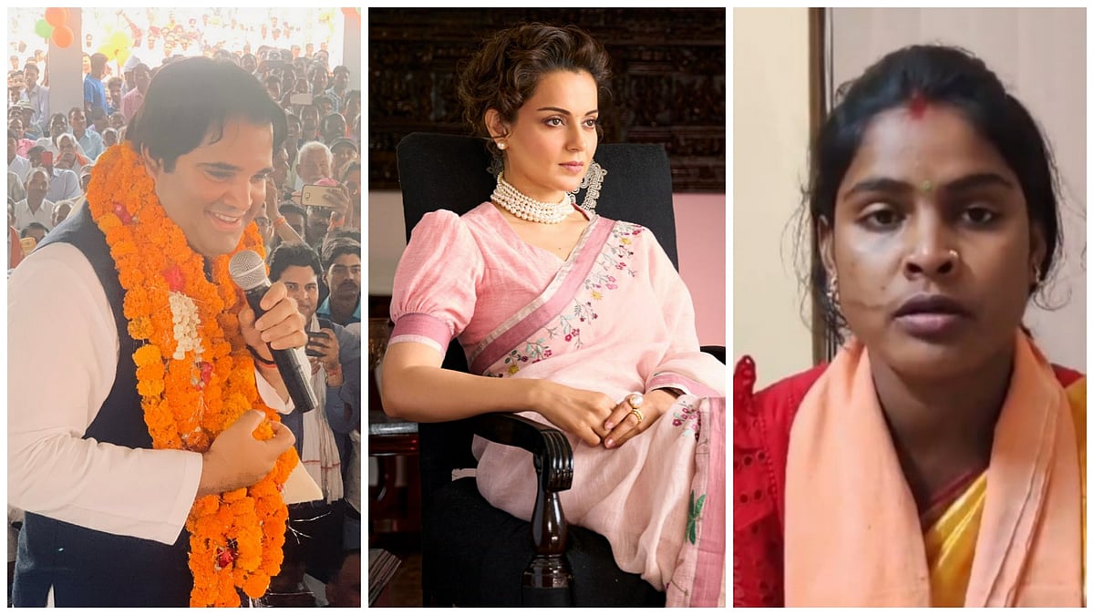 L to R: BJP MP Varun Gandhi | Actor Kangana Ranaut | Rekha Patra, reportedly a Sandeshkhali victim - X/@varungandhi80 | @KanganaTeam | PTI_News